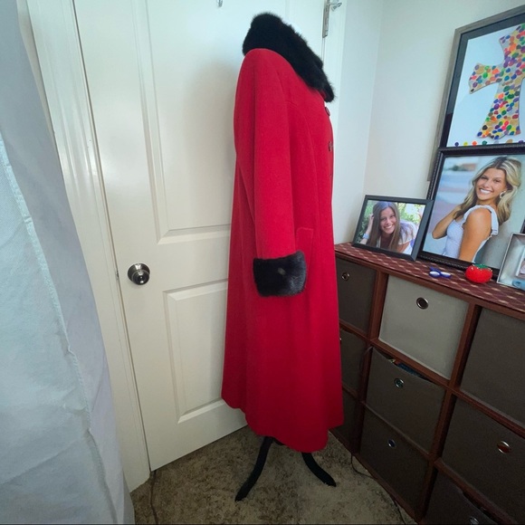Vintage J. Percy for Marvin Richards Long Wool Coat Genuine Fur 10P - Picture 6 of 17